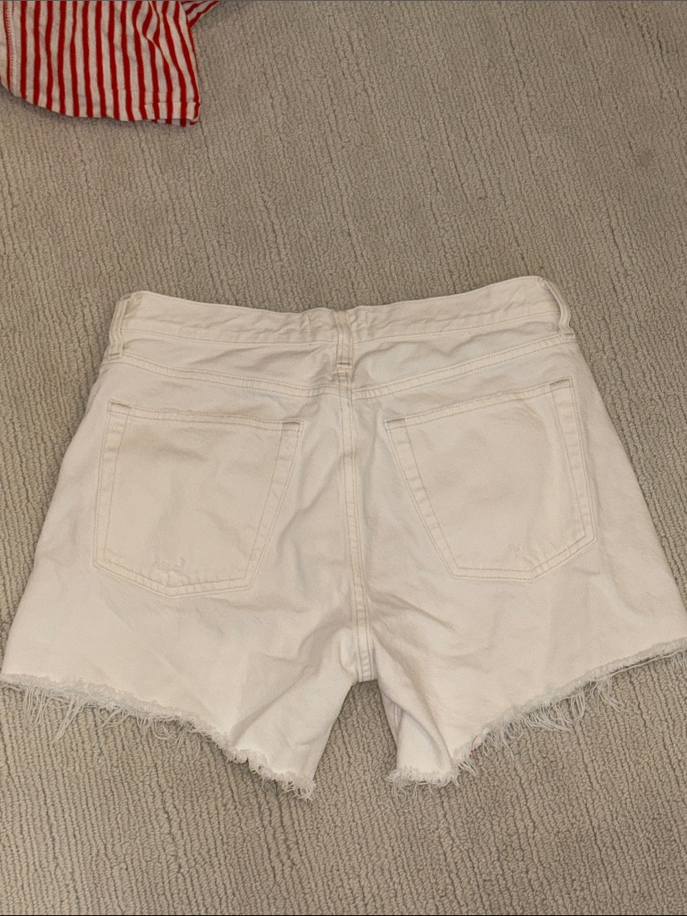 Agolde White Raw-Hem High-Rise Jean Shorts - 27 - Biscuit - Picture 5 of 5